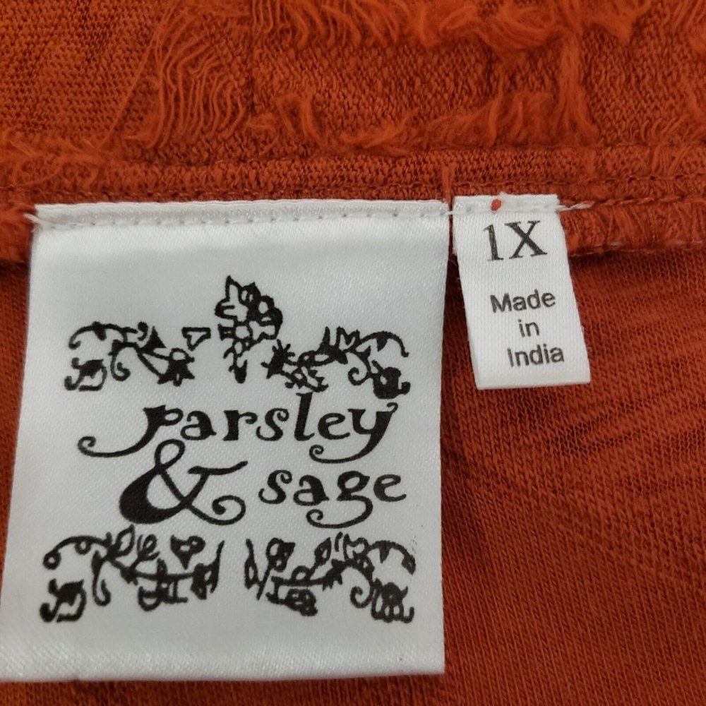 Parsley & Sage Womens Embroidered Sleeveless Cardigan Size 1X Orange Open Front - Picture 3 of 8